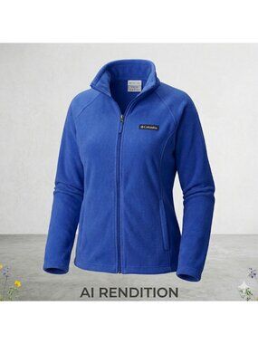 Columbia Womens Fleece Jacket Size XL Blue Full-Zip Outdoors Performance Classic